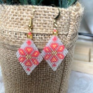 NEW Boho Inspired Floral Brick Stitch Beaded Earrings
